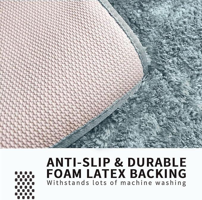 FIFU Bathroom Rugs 17" W x 24" L, Bath Mat for Bathroom, Bedroom, Laundry Room & Kitchen, Non-Slip Rubber Latex Backing, Extra Soft and Absorbent Polyester Carpet, Machine Washable Rug, Teal - ModernBath