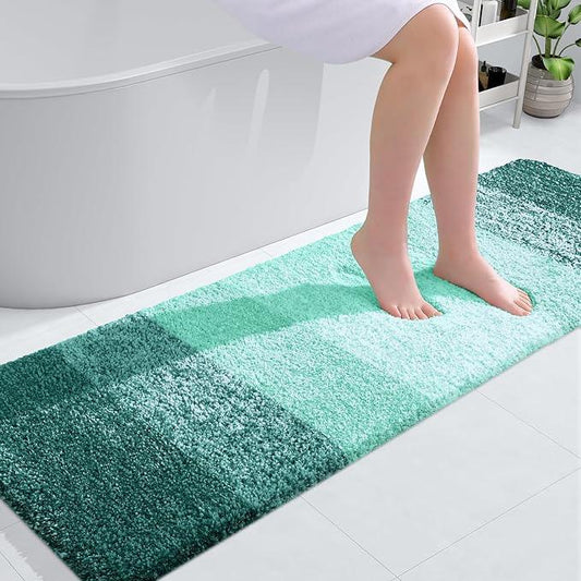 OLANLY Bathroom Runner Rugs 59x20, Extra Soft Absorbent Microfiber Bath Rugs, Rubber Backing, Quick Dry, Washable Bath Mats for Bathroom Floor, Tub and Shower, Home Decor Accessories, Blackish Green - ModernBath