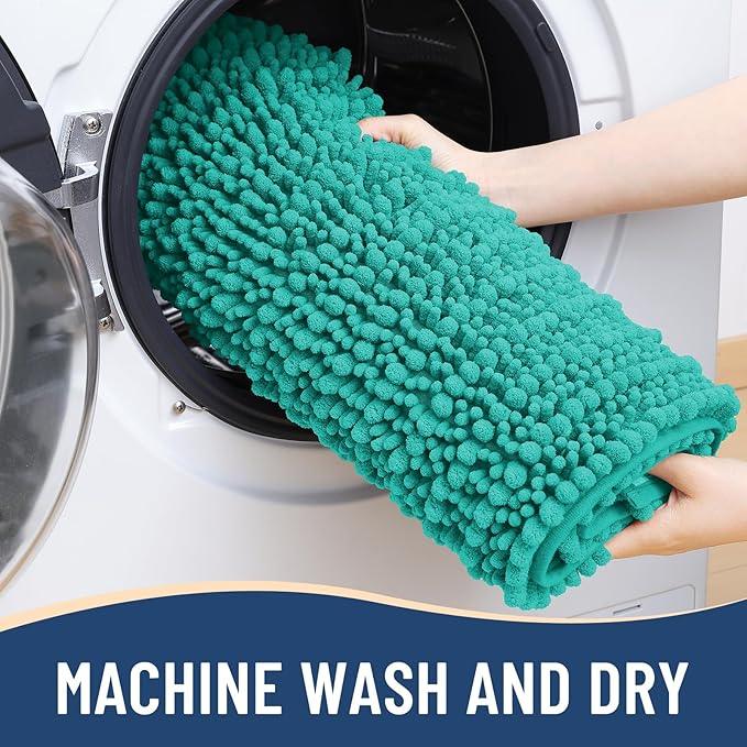 Arotive Luxury Chenille Bathroom Rug Mat, Extra Soft Thick Absorbent Shaggy Bath Rugs, Non-Slip Machine Wash Dry, Plush Bath Mats for Bathroom, Shower and Tub, 24x16, Teal - ModernBath