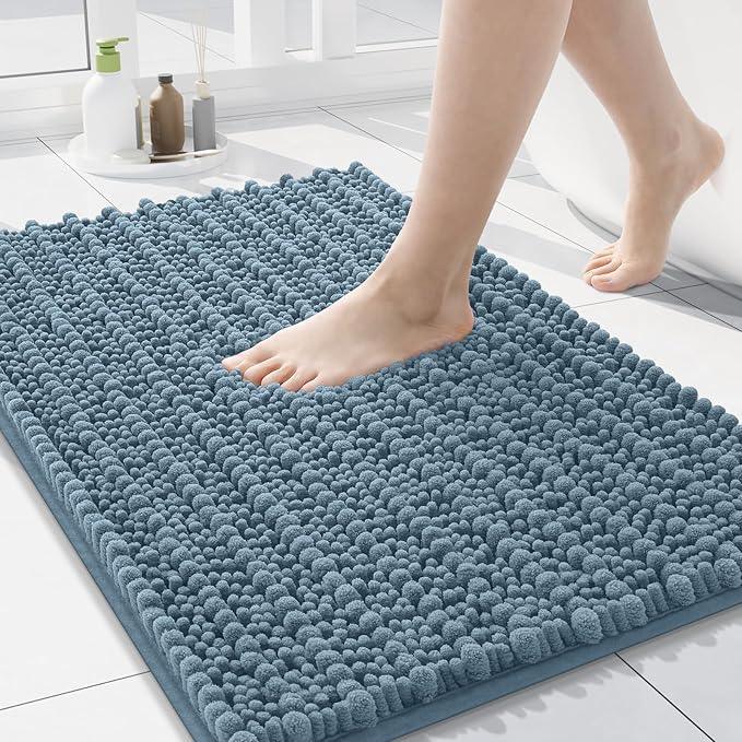 Arotive Luxury Chenille Bathroom Rug Mat, Extra Soft Thick Absorbent Shaggy Bath Rugs, Non-Slip Machine Wash Dry, Plush Bath Mats for Bathroom, Shower and Tub, 30x17, Smoky Gray - ModernBath