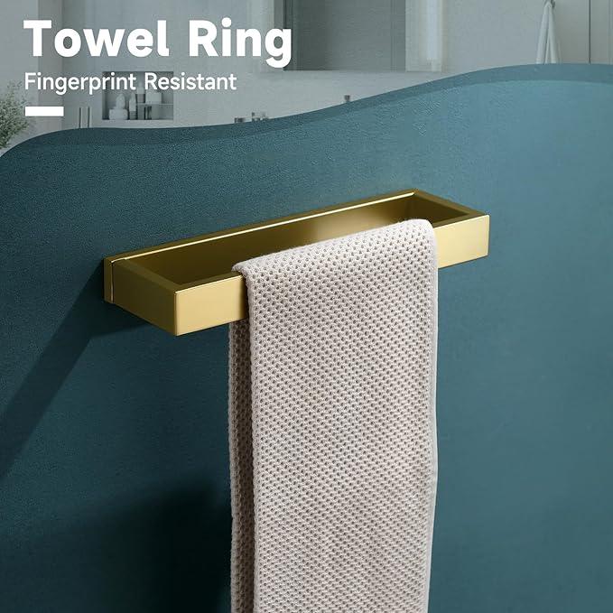 TNOMS Brushed Gold 5-Pieces Bathroom Hardware Set Towel Bar Set,Stainless Steel Bathroom Hardware 23.6 Inch Towel Bar Towel Holder Set Wall-Mounted - ModernBath