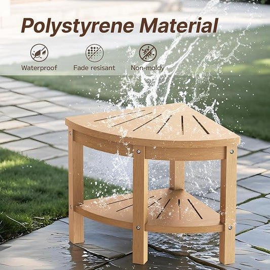 ACUEL Shower Stool for Inside Shower, Corner Shower Stool, Shower Bench Seat with Storage Shelf for Shaving Legs Plastic Spa Bath Step Foot Rest for Bathroom Small Place - ModernBath