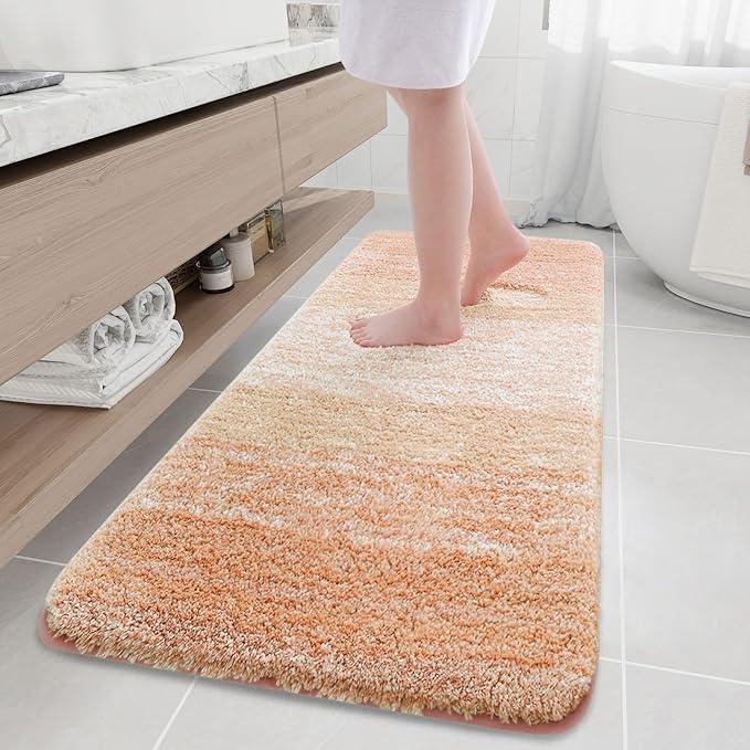 Arotive Microfiber Bathroom Rugs, Shaggy Soft and Absorbent Bath Rug, Non-Slip, Thick Plush Machine Washable Dry Bath Mats for Bathroom, Tub and Shower, 70x24, Peach, Rectangular - ModernBath