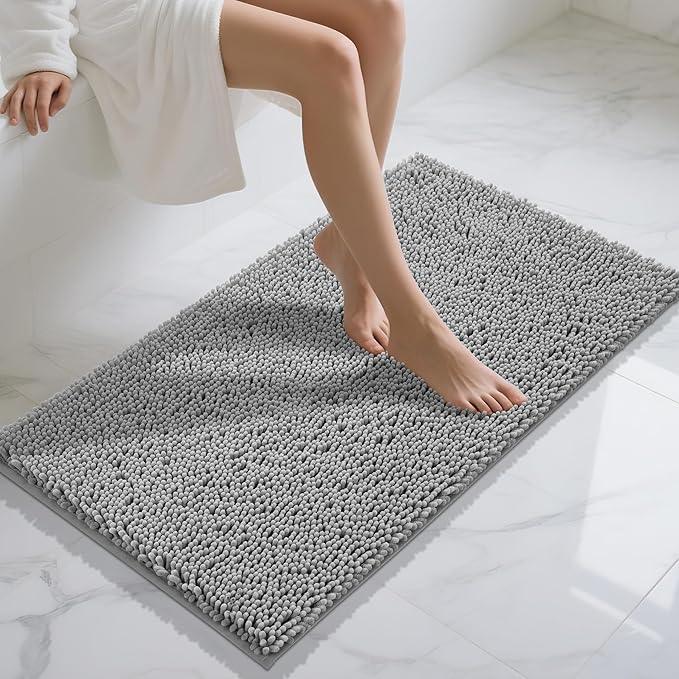 Yimobra Long Bathroom Rugs 44"x24", Extra Soft Non Slip Bath Mat for Tub, Super Absorbent Quick Dry Shaggy Rug Floor Carpet, Machine Washable,Gray - ModernBath