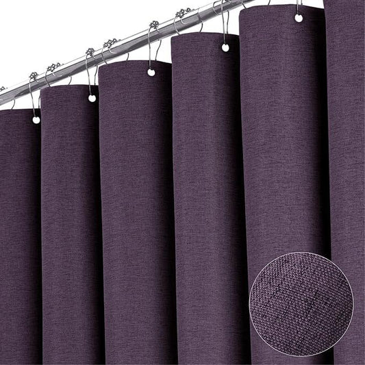 BTTN 78 Inch Long Shower Curtain, Linen Textured Thick Weighted Fabric Shower Curtain Set with 12 Hooks, Tall Hotel Neutral Heavy Duty Waterproof Polyester Shower Curtains for Bathroom, 72x78, Purple - ModernBath