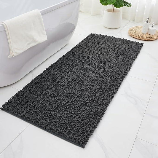 ILANGO Bathroom Rugs Dark Grey 60x24,Extra Soft Absorbent Chenille Bath Rugs,Thick Non-Slip Shaggy Bath Mat,Machine Washable Quick Dry Bath Mats for Bathroom Runner Floor, Tub, Shower Accessories - ModernBath