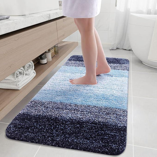 Arotive Microfiber Bathroom Rugs, Shaggy Soft and Absorbent Bath Rug, Non-Slip, Thick Plush Machine Washable Dry Bath Mats for Bathroom, Tub and Shower, 54x24, Blue, Rectangular - ModernBath