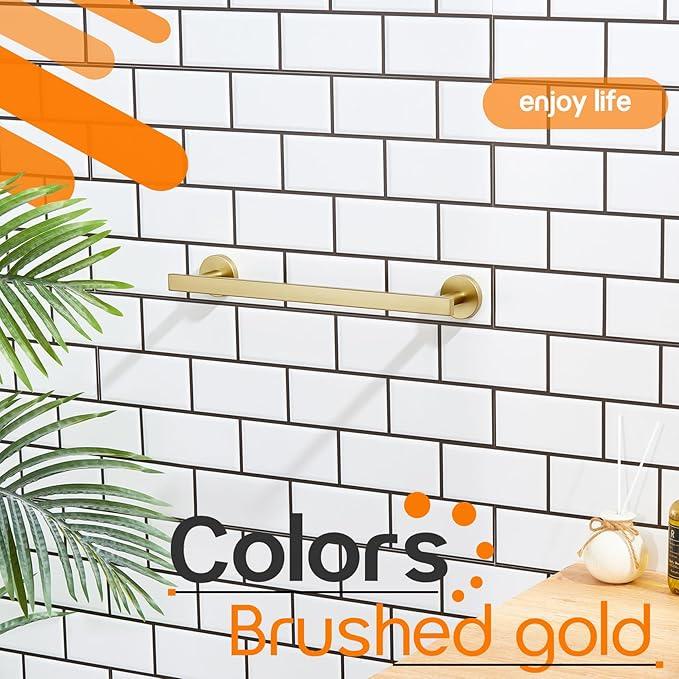 16 Inch Bathroom Towel Bar Bath Towel Rack Kitchen Towel Holder Towel Hanger Wall Mounted SUS304 Stainless Steel Brushed Gold AN4001GD-L16 - ModernBath