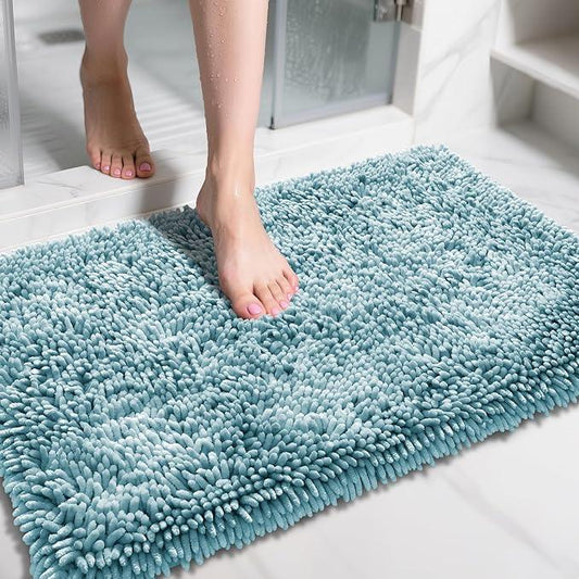 Yimobra Large Bathroom Rug Non Slip 36x24 Inch, Extra Thick Soft Absorbent Chenille Bath Mat, Machine Washable Bath Rugs for Bathroom Floor, Tub and Shower, Home Decor Accessories, Greyish Blue - ModernBath