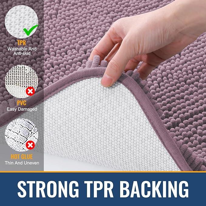 Arotive Bathroom Rugs 30x20, Extra Soft Absorbent Shaggy Chenille Bath Rugs, Machine Washable Rubber Backing Non-Slip Bath Mats for Bathroom Floor Tub and Shower, Home Decor Accessories, Deep Plum - ModernBath