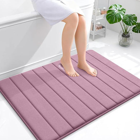 OLANLY Memory Foam Bath Mat 40x32, Super Soft Absorbent Bathroom Rugs, Quick Dry, Machine Washable Shower Floor Rugs, Bathmat Carpet, Bathroom Home Decor Accessories, Deep Plum - ModernBath