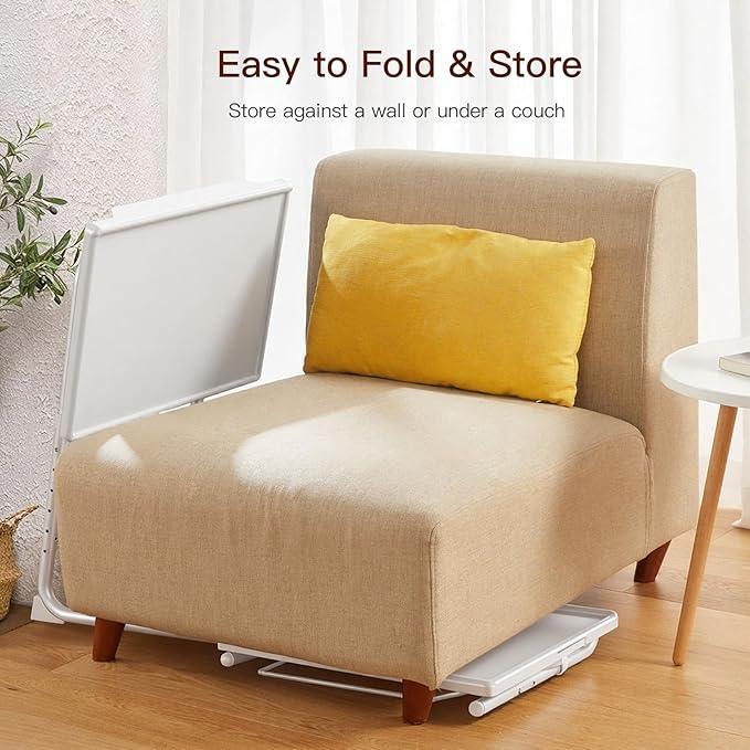 HUANUO Adjustable TV Tray Table - TV Dinner Tray on Bed & Sofa, Comfortable Folding Table with 6 Height & 3 Tilt Angle Adjustments (White) - ModernBath