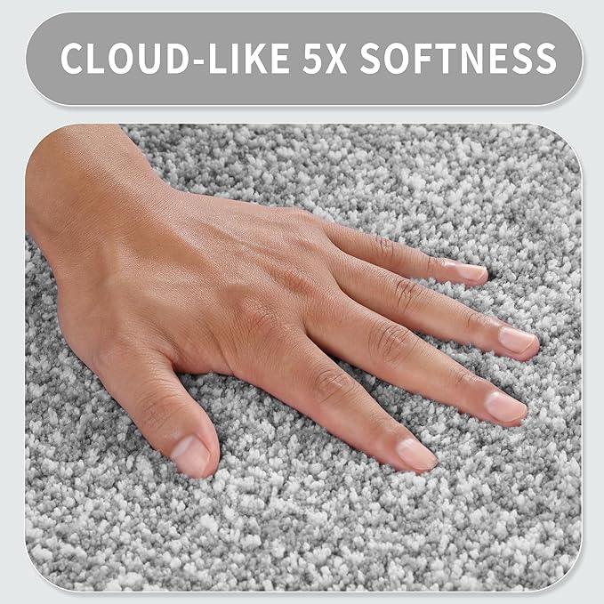 Yimobra Bathroom Rugs Non Slip Washable,Soft Absorbent Microfiber Bath Mat, Dual-Tone Decor Rug with Rubber Backing for Bathroom Floor,Tub and Shower,32x20, Home Essentials,Grey and White - ModernBath