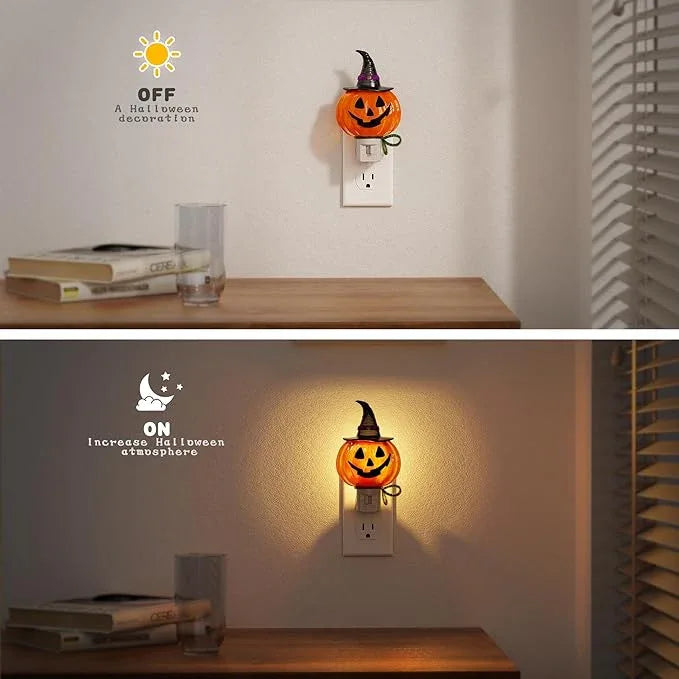 JandCase Pumpkin Night Light, 2 Pack 3000K Night Lights Plug into Wall,Cute & Funny Halloween Night Light for Kids,Plug in Pumpkin Nightlight with 360° Rotatable for Halloween Party Decor - ModernBath