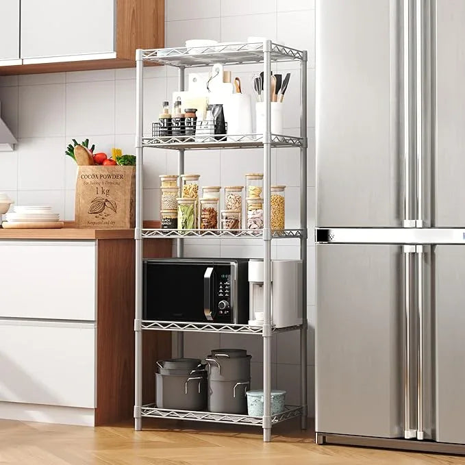 HOMEFORT 5-Tier Wire Shelving 5 Shelves Unit Metal Storage Rack Durable Organizer Perfect for Pantry Closet Kitchen Laundry Organization in Grey,21”Wx14”Dx61”H - ModernBath