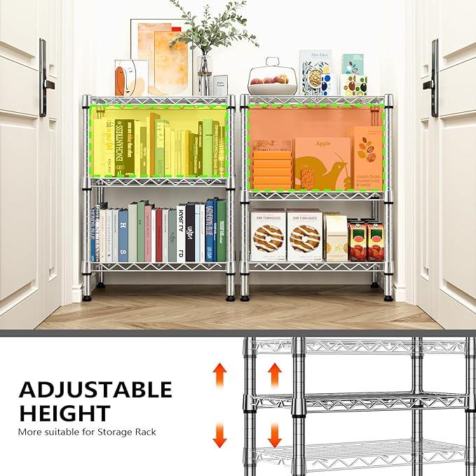 750 lbs 3 Tier Shelf Metal Storage Shelves Wire Rack Closet Organizers with PP Board for Garage Kitchen Bathroom Laundry Chrome 11.8" D x 21.7" W x 28.6" H - ModernBath
