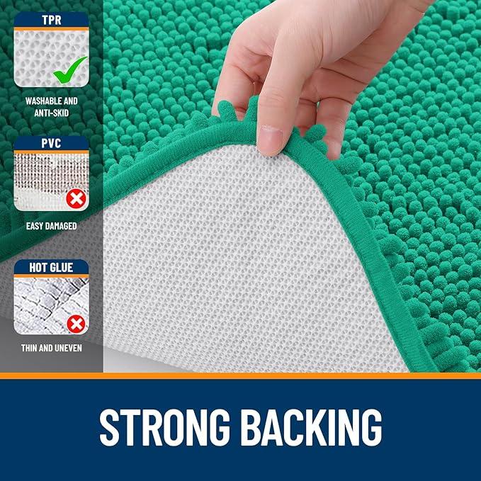 OLANLY Bathroom Rugs 30x20, Extra Soft Absorbent Chenille Bath Rugs, Rubber Backing Quick Dry, Machine Washable Bath Mats for Bathroom Floor, Tub and Shower, Home Decor Accessories, Emerald - ModernBath