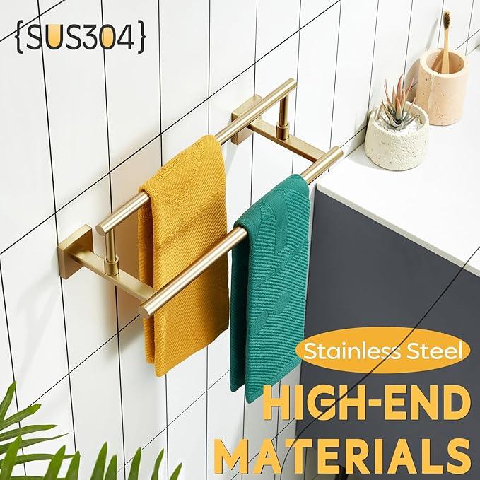 KOKOSIRI Hand Towel Bar 16 Inches Towel Holder Bathroom Rack for Bath Cabinet Towel Rails Brushed Gold Stainless Steel B5009BG-L16 - ModernBath