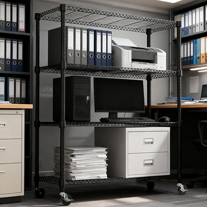 4 Tiers Shelf 1400 lbs Steel Storage Shelving Utility Shelving Unit Steel Organizer Wire Rack for Home,Kitchen,Office,Garage Black 17.7" D x 47.2" W x 62.7" H - ModernBath