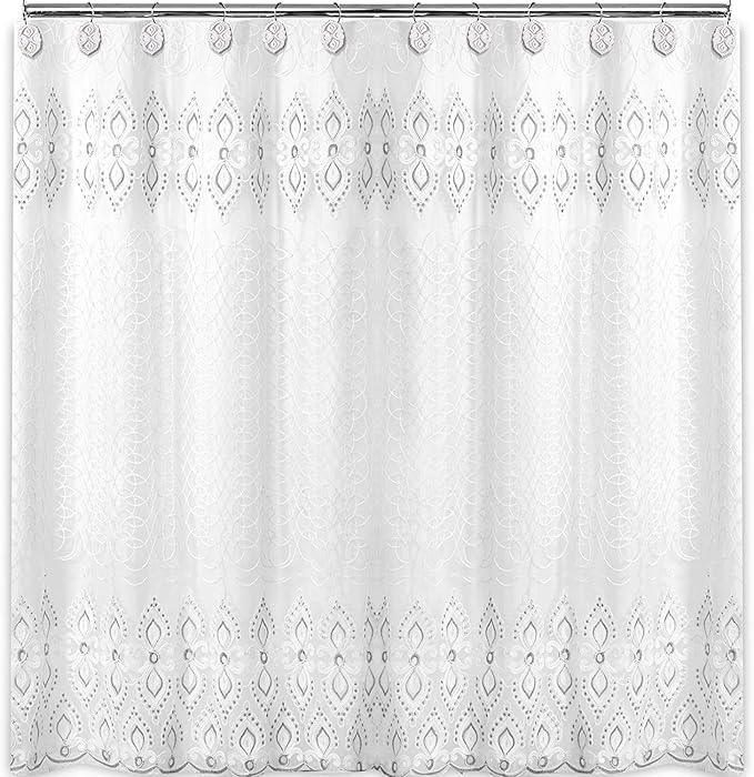Zahari Home Monaco Bathroom Shower Curtain Set - 13pc Classic Luxury Contemporary Design with 12 Hooks - ModernBath