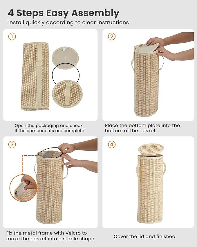 Bamboo Toilet Paper Storage Basket with Lid & Handle - 10L Handwoven Bathroom Organizer for 4 Rolls - Sturdy Stand Holder for Toilet Paper Organization, Light Natural - ModernBath