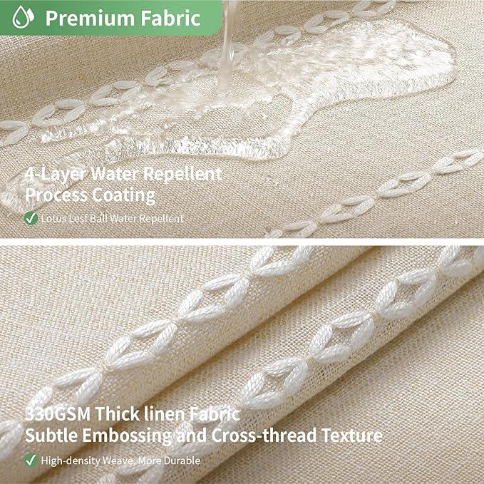 eachope No Hook Extra Long Shower Curtain Set with Snap-in Liner,Linen Textured Thick Striped Fabric with Tassels,Boho Chic Modern Farmhouse Bathroom Curtain,Water-Repellent,Cream/Beige,71x86 - ModernBath