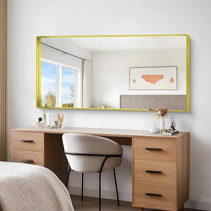 NIMURY Gold Bathroom Mirror, 30x60 Inch Rectangular Deep Frame Mirror, Large Wall Mounted Bathroom Vanity Mirror Over Sink for Bedroom,Restroom, Living Room, Hangs Vertically or Horizontally - ModernBath