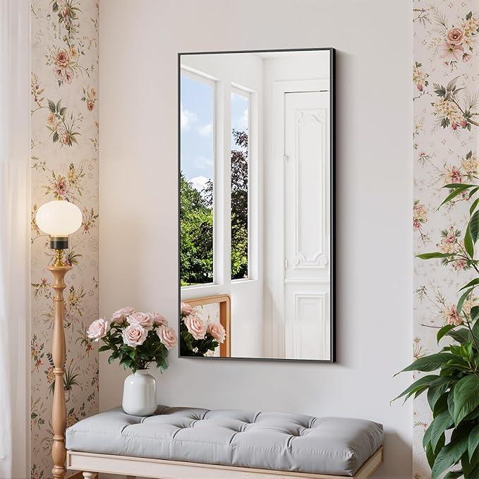 COFENY Black Bathroom Mirror for Wall, 20x40 Inch Rectangle Mirror with Metal Frame, Modern Vanity Mirrors for Bathroom Living Room, Entryway Hangs Horizontal or Vertical - ModernBath