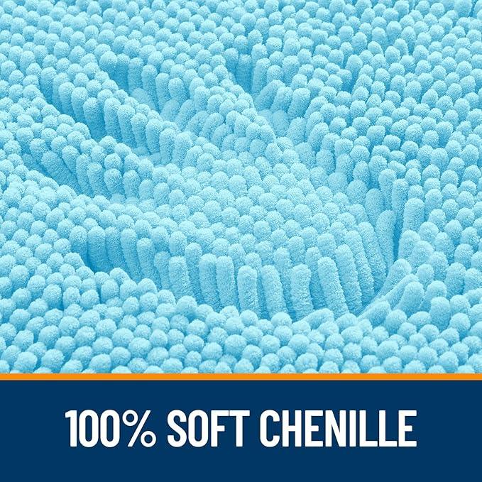 OLANLY Bathroom Rugs 47x24, Extra Soft Absorbent Chenille Bath Rugs, Rubber Backing Quick Dry, Machine Washable Bath Mats for Bathroom Floor, Tub and Shower, Home Decor Accessories, Sky Blue - ModernBath
