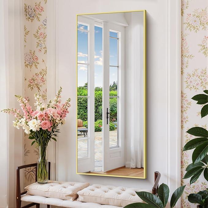 COFENY Gold Bathroom Mirror for Wall, 20x48 Inch Rectangle Mirror with Metal Frame, Modern Vanity Mirrors for Bathroom Living Room, Entryway Hangs Horizontal or Vertical - ModernBath