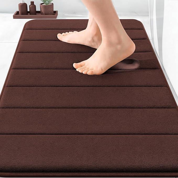 OLANLY Memory Foam Bath Mat 30x20, Super Soft Absorbent Bathroom Rugs, Quick Dry, Machine Washable Shower Floor Rugs, Bathmat Carpet, Bathroom Home Decor Accessories, Brown - ModernBath