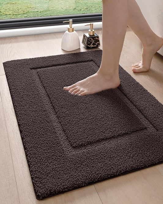 DEXI Bathroom Rugs 36x24, Washable Non Slip Bath Mat for Shower Floor, Absorbent Quick Dry Bathmat with Rubber Backing, Ultra Soft Plush Carpet for Tub, Brown - ModernBath