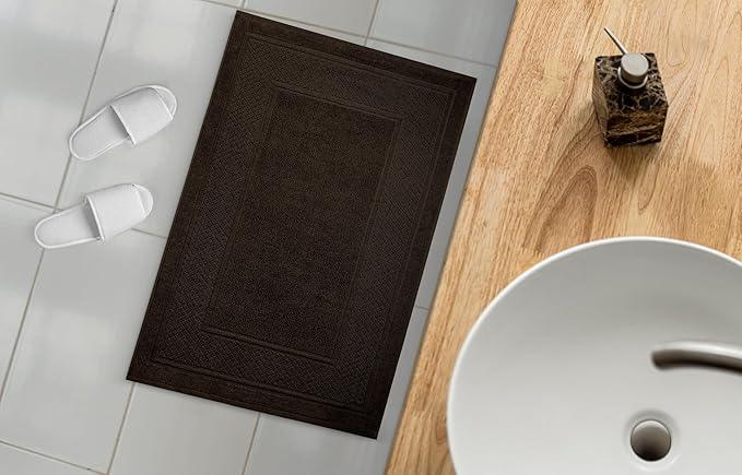 Avalon Towels Brown Bath Mat - 100% Cotton Set of 2 Absorbent Bathmat - Bathroom Mats Quick Dry Bath Mats for Bathrooms (22x34 Inches) - ModernBath