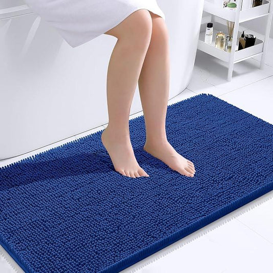 OLANLY Bathroom Rugs 44x24, Extra Soft Absorbent Chenille Bath Rugs, Rubber Backing Quick Dry, Machine Washable Bath Mats for Bathroom Floor, Tub and Shower, Home Decor Accessories, Royal Blue - ModernBath