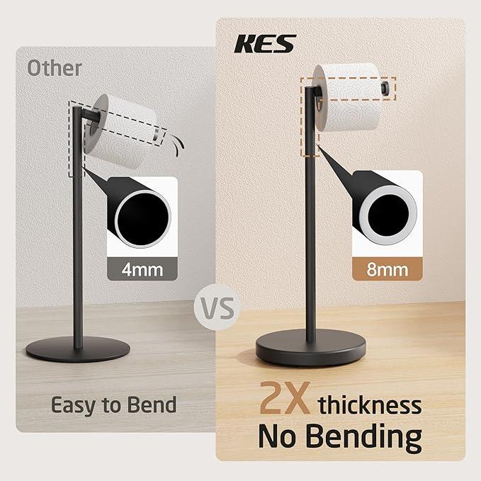 KES Toilet Paper Holder Stand 2X Weighted Base, Black Free Standing Toilet Paper Holder with Reverse for 4 Rolls, 18/8 Stainless Steel Rustproof Tissue Holder for Bathroom, Matte Black, BPH290A-BK - ModernBath