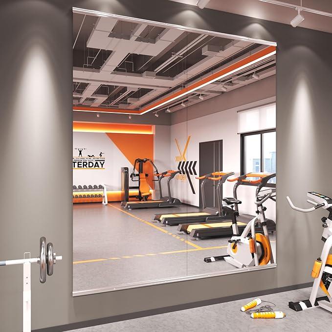 Amorho 79''x32''(Each)-2PCS Gym Mirror, Tempered Glass, Frameless Full Body Mirror for Home, Yoga Studios, Dance Rooms, Garage Gyms. - ModernBath