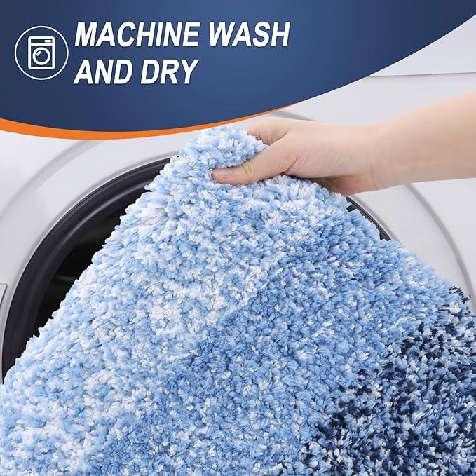 OLANLY Bathroom Rug Mat 59x24, Extra Soft and Absorbent Microfiber Bath Rugs, Non-Slip Plush Shaggy Bath Carpet Runner, Machine Wash Dry, Bath Mats for Bathroom Floor, Tub and Shower, Navy - ModernBath