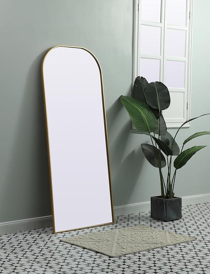 Illuminate, Metal Frame Arch Full Length Mirror 28X66 Inch in, Modern, Brass - ModernBath