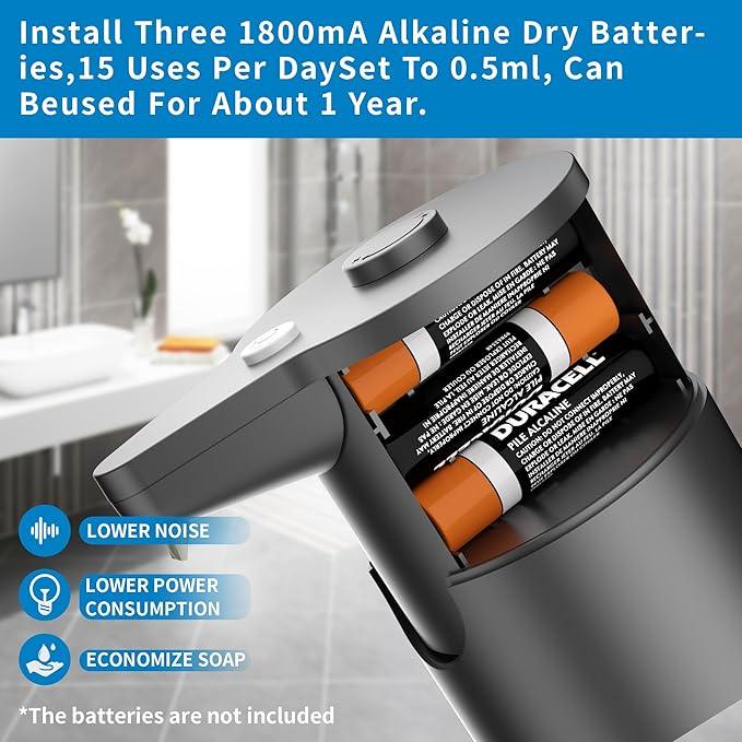 Automatic Soap Dispenser Touchless,Simple Physical Adjustment,Low Battery Consumption Hand Dish Soap Dispenser Kitchen Bathroom,Hands Free Auto - ModernBath