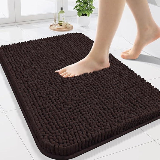 Arotive Bathroom Rugs 24x16, Extra Soft Absorbent Shaggy Chenille Bath Rugs, Machine Washable Rubber Backing Non-Slip Bath Mats for Bathroom Floor Tub and Shower, Home Decor Accessories, Brown - ModernBath