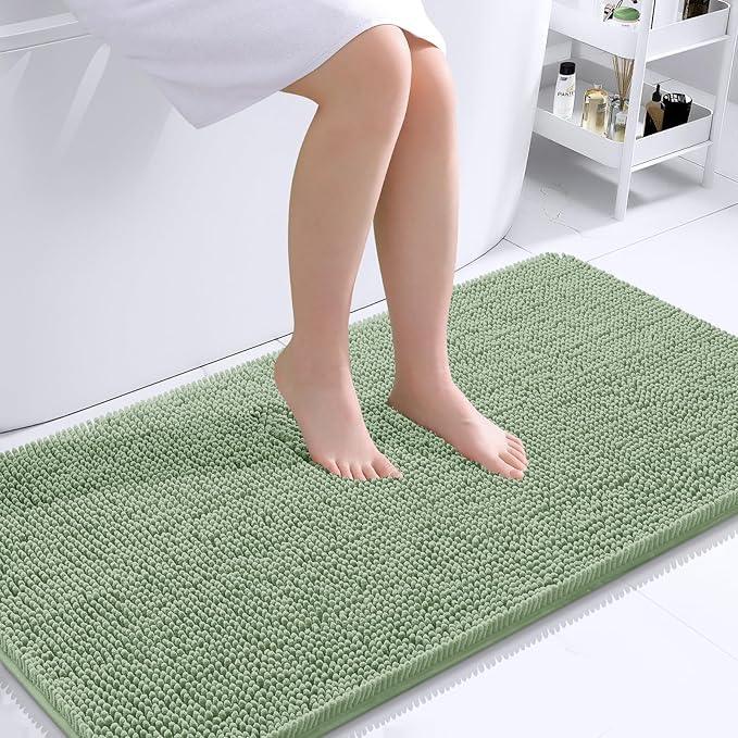 OLANLY Bathroom Rugs 44x24, Extra Soft Absorbent Chenille Bath Rugs, Rubber Backing Quick Dry, Machine Washable Bath Mats for Bathroom Floor, Tub and Shower, Home Decor Accessories, Sage Green - ModernBath