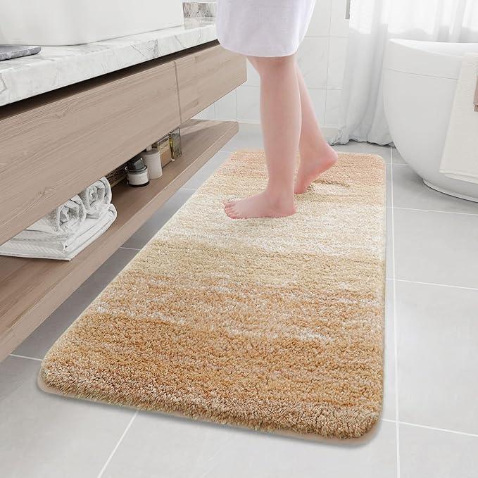 Arotive Microfiber Bathroom Rugs, Shaggy Soft and Absorbent Bath Rug, Non-Slip, Thick Plush Machine Washable Dry Bath Mats for Bathroom, Tub and Shower, 59x24, Beige, Rectangular - ModernBath
