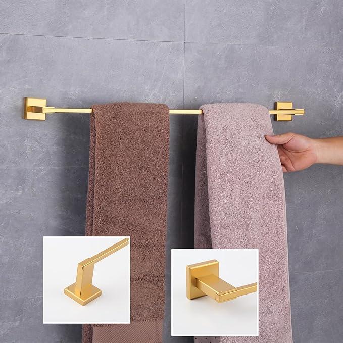 GERZWY 30-Inch Towel Bar, Gold Stainless Steel Bathroom Wall Mounted Towel Rail, Heavy Duty Hand Towel Holder JG1901A75-BE - ModernBath