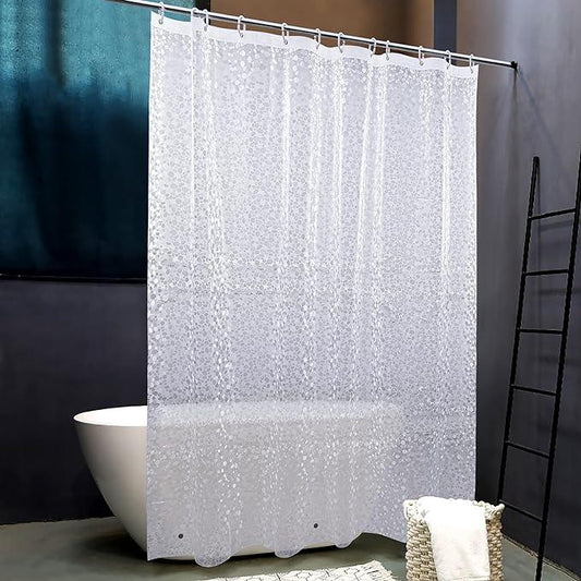 NTBAY EVA Semi-Transparent Clear Shower Curtain with Pebbles, Water-Repellent Liner with 3 Magnets for Bathroom, 72x72 Inches - ModernBath