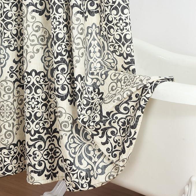 BESTRIPES 54x78 Inch Stall Shower Curtain, Black and Beige Boho Medallion Print Shower Curtains for Bathroom, 54" W x 78" H - ModernBath