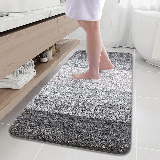 Arotive Microfiber Bathroom Rugs, Shaggy Soft and Absorbent Bath Rug, Non-Slip, Thick Plush Machine Washable Dry Bath Mats for Bathroom, Tub and Shower, 59x24, Grey, Rectangular - ModernBath
