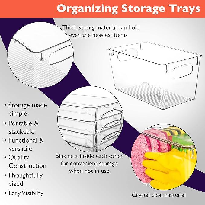ClearSpace Clear Plastic Storage Bins – Perfect Kitchen Organization and Storage or Pantry Storage – Fridge Organizer, Pantry Organization and Clear Storage Bins, Cabinet Organizers - ModernBath