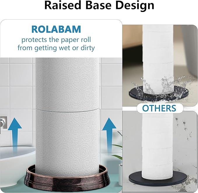 Toilet Paper Holder Stand, Free Standing Toilet Paper Storage for Bathroom, Weighted Base with Reserve for 4 Roll (2 Pack, Oil Rubbed Bronze) - ModernBath