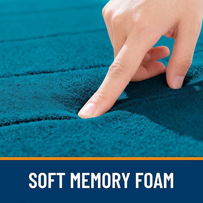 OLANLY Memory Foam Bath Mat 44x32, Super Soft Absorbent Bathroom Rugs, Quick Dry, Machine Washable Shower Floor Rugs, Bathmat Carpet, Bathroom Home Decor Accessories, Peacock Blue - ModernBath