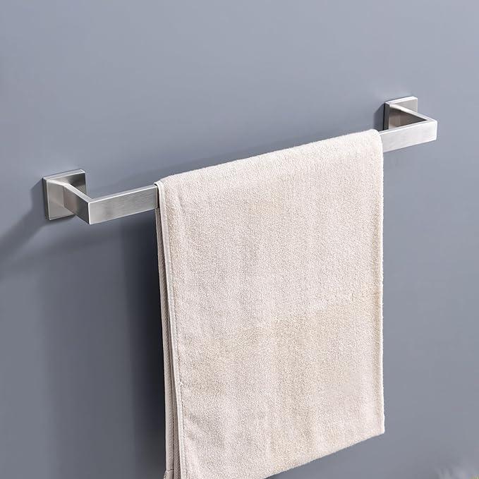10-Piece Bathroom Hardware Kit - Brushed Finish SUS304 Stainless Steel Set, Featuring 2 x 23.6 Towel Bars, 2 Towel Rings, 2 Toilet Paper Holders & 4 Towel Hooks (Brushed Stainless) (Brushed Finish) - ModernBath